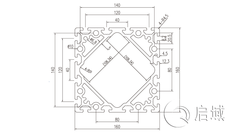 QY-8-160160W鋁型材圖紙 QY-8-160160W鋁型材圖紙