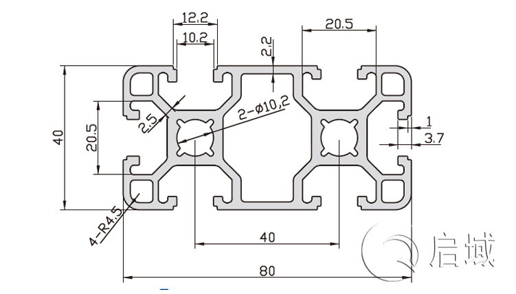 4080D鋁合金型材圖紙 4080D鋁合金型材圖紙